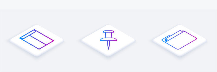 Set isometric line envelope push pin and document vector