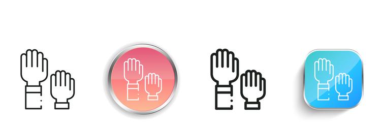 hands icon thin linear regular and button style vector image