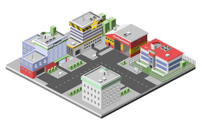 Hospital building isometric 3d pixel design icon Vector Image