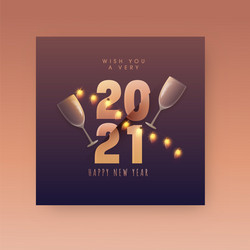 2021 happy new year text with realistic drink vector image