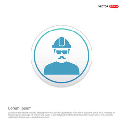 engineer user icon - white circle button vector image