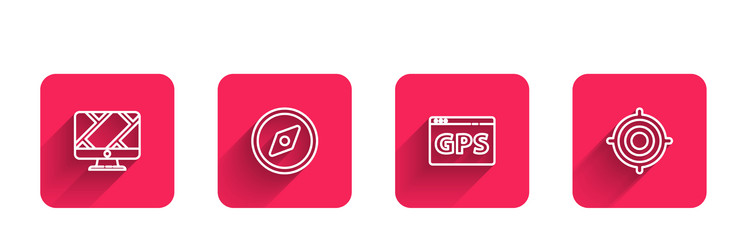 set line monitor with location marker compass vector image