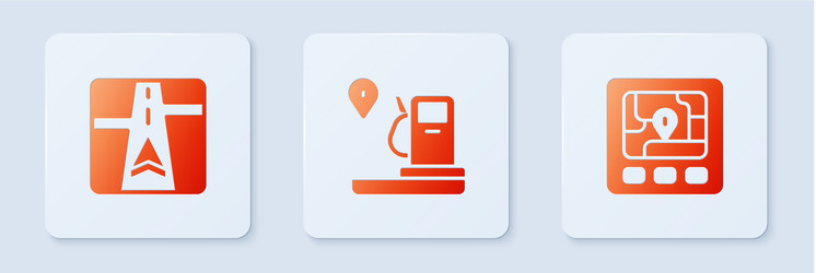 set location and gas station gps device with map vector image
