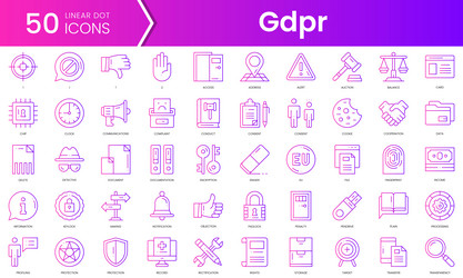 set of gdpr icons gradient style icon bundle vector image