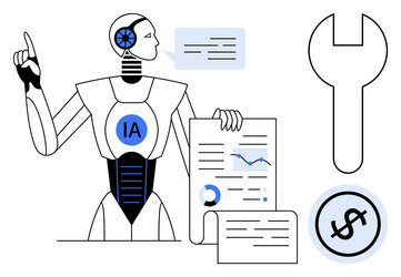 ai robot presenting data insights with graphs vector image