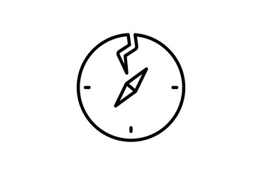 Broken compass icon confusion in navigation vector