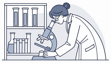 female scientist with microscope in laboratory vector image