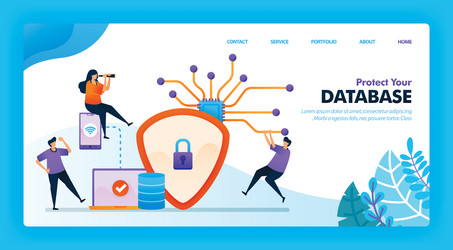 landing page design of protect your database easy vector image