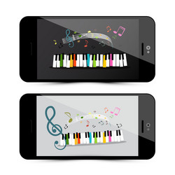 music application with piano keyboard and notes vector image