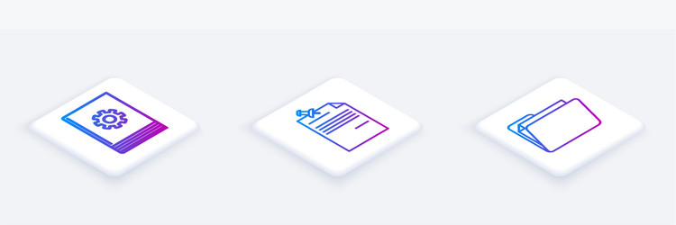 set isometric line user manual note paper vector image