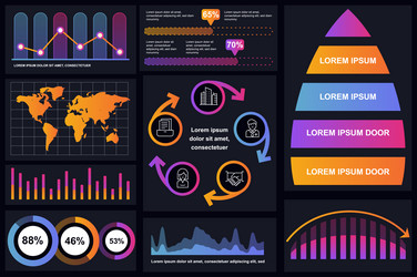 set of infographic elements data visualization vector