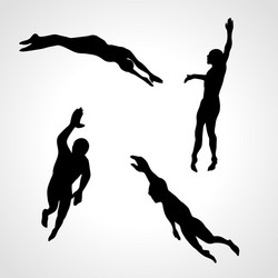 Swim Silhouettes - Four Swimmers Vector Image