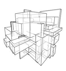 Wireframe Box Sketch vector image
