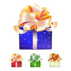 Color gift boxes with bows and ribbons vector