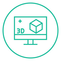 Computer monitor with 3d box line icon vector