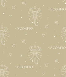 scorpio zodiac background seamless pattern white vector