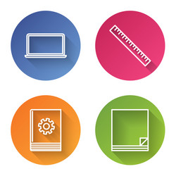 set line laptop ruler user manual and file vector image