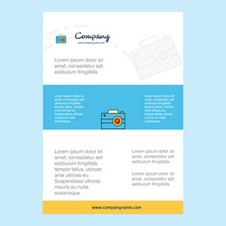 Template layout for camera company profile annual vector