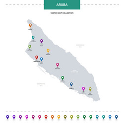 Aruba Location Map with Pointer Marks vector image
