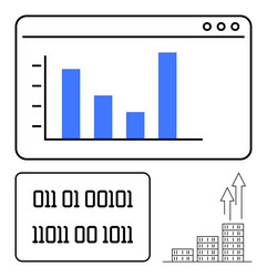 data analysis visualization with bar chart binary vector image