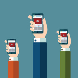 Hands holds smartphone with video player app vector