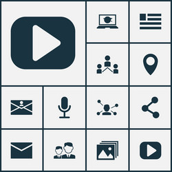 Internet icons set with community form vector