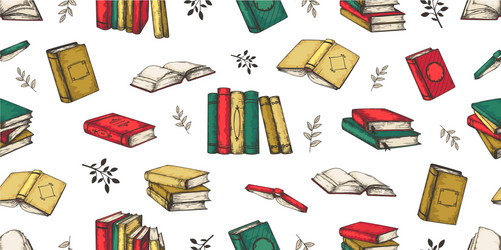 Retro Book Stacks Pattern vector image