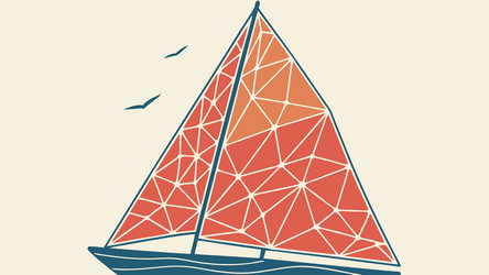 sailboat with geometric pattern sail design vector image