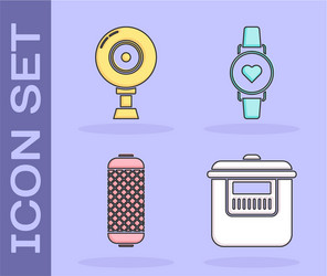 Set slow cooker web camera stereo speaker vector