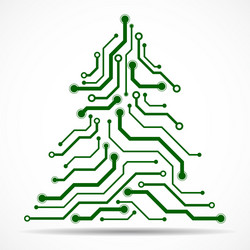 Abstract technology christmas tree circuit board vector