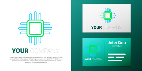 line computer processor with microcircuits cpu vector image