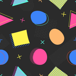 retro 80s seamless pattern with geometric shapes vector image