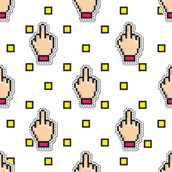 seamless pattern with middle finger icon vector image