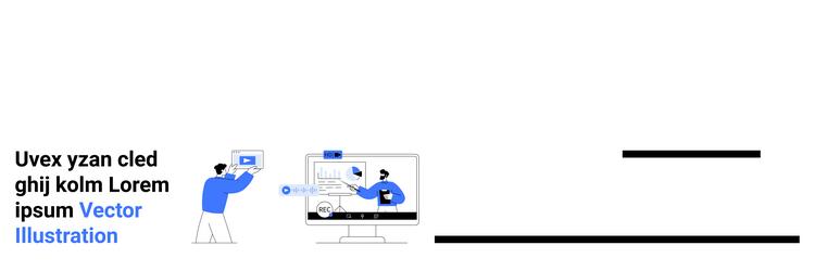 team collaborating on digital presentation using vector image