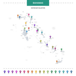 bahamas map with location pointer marks vector image