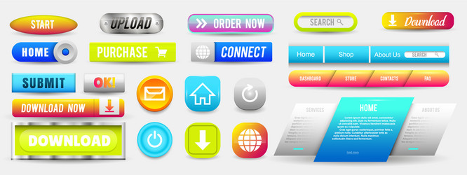 collection of web buttons elements set vector image