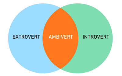 extrovert introvert ambivert intersection diagram vector