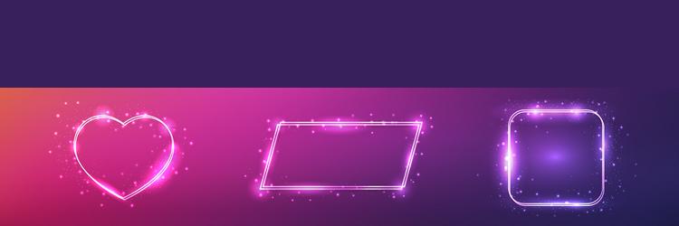 set of three neon double frames with shining vector image