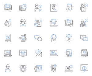 broadcast media line icons collection television vector