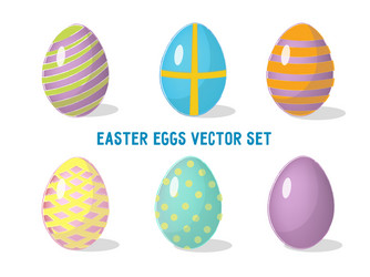 set with decorated easter eggs isolated on white vector