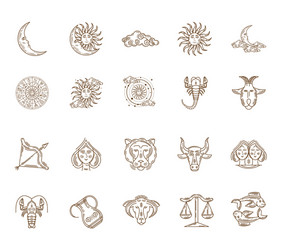 Twenty zodiac symbols vector