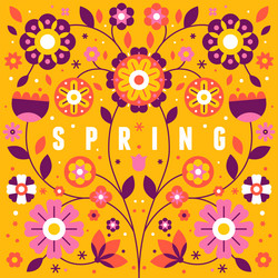 with text spring in simple flat geometric vector image