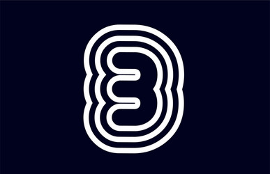 3 number black and white logo design with line Vector Image