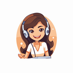 call center operator with headset in a flat style vector image
