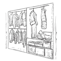 Hand drawn wardrobe sketch vector