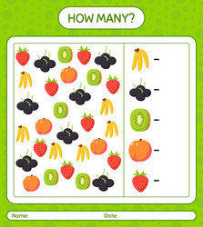 How many counting game with fruit worksheet vector