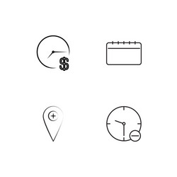 time linear icons set simple outline vector image