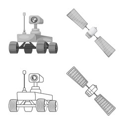 isolated object of mars and space icon set vector image