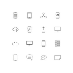 Network and database linear thin icons set vector