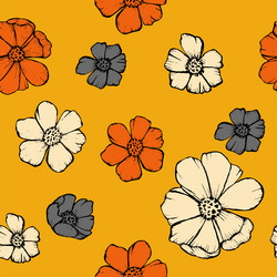 Pattern colorful flower with outline and color vector